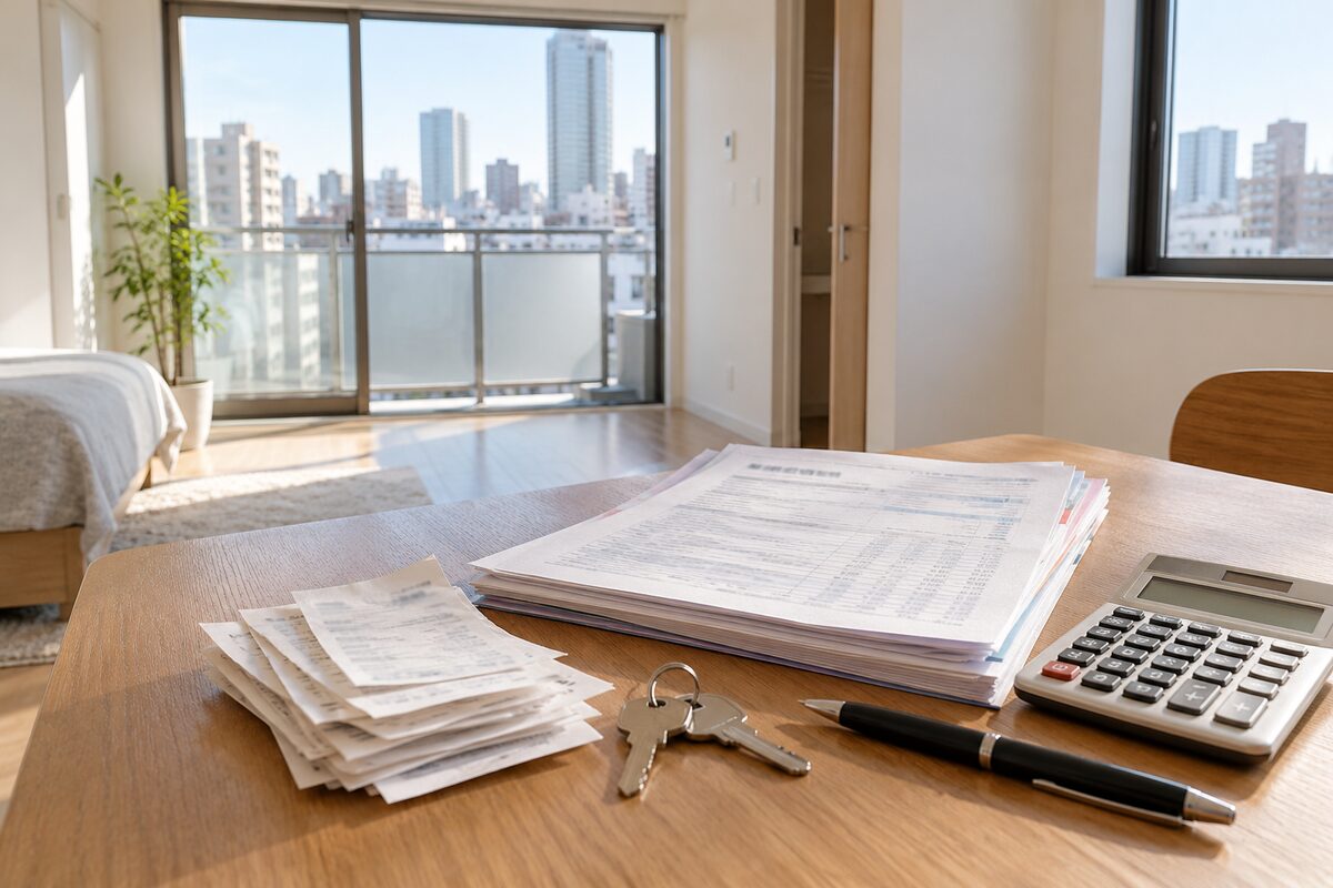 投資用マンション売却でかかる譲渡所得税の計算手順と、減価償却による取得費の目減り・確定申告の必要書類と期限を解説する記事のイメージ